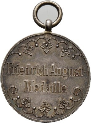 ​Tragbare Silbermedaille, sogen. Friedrich-August-Medaille o.J., Friedrich August III., Sachsen-Albertinische Linie