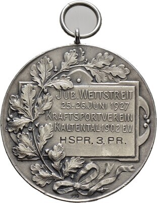 ​Tragbare silberne Prämienmedaille 1927, Stuttgart