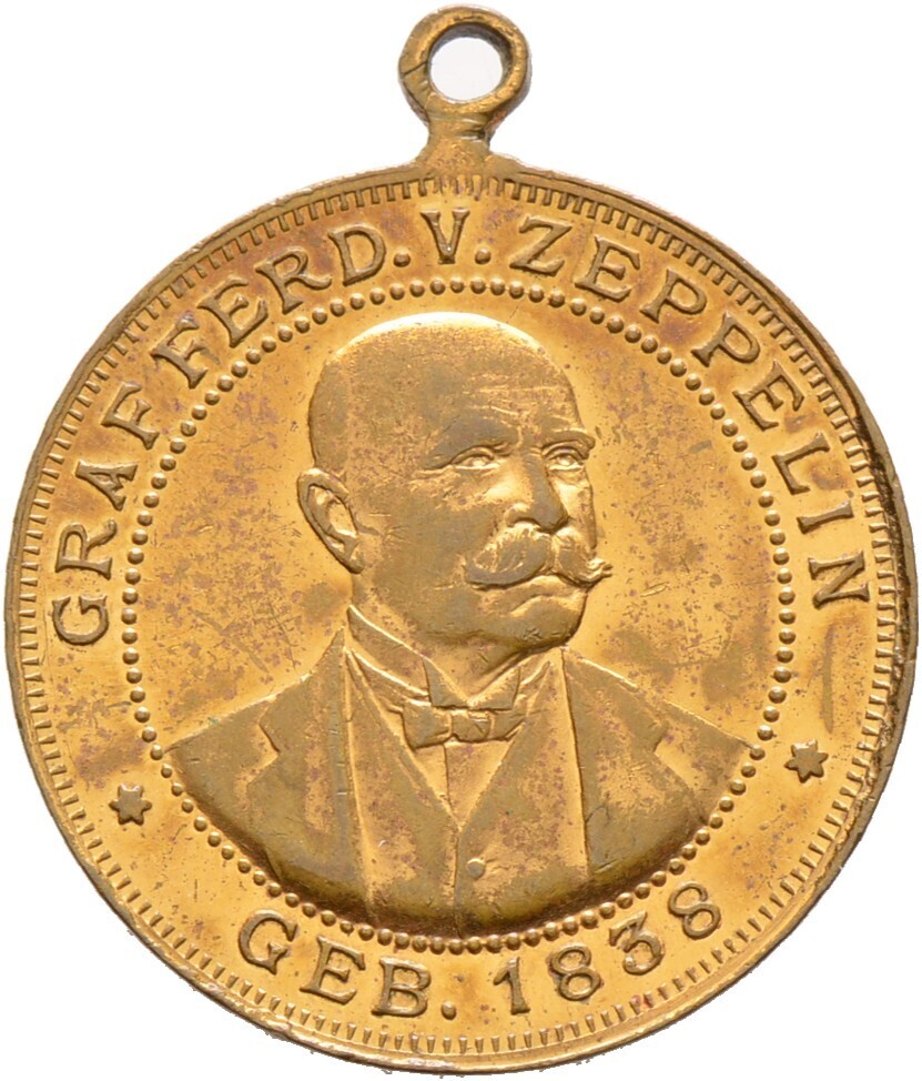 ​Tragbare vergoldete Bronzemedaille 1908, Luftfahrt
