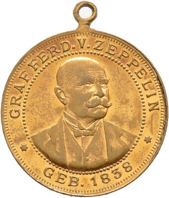 ​Tragbare vergoldete Bronzemedaille 1908, Luftfahrt
