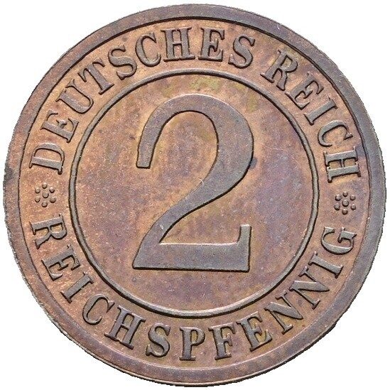 2 Reichspfennig 1924 A, Weimarer Republik