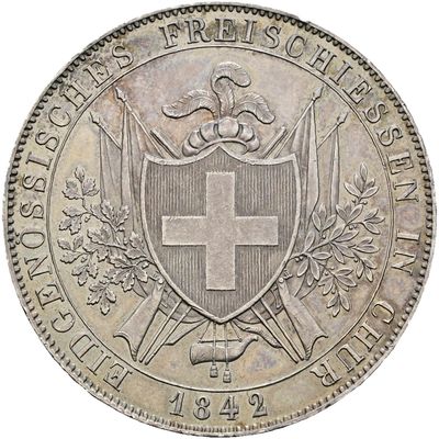 ​Schützentaler zu 4 Franken 1842, Schweiz-Eidgenossenschaft