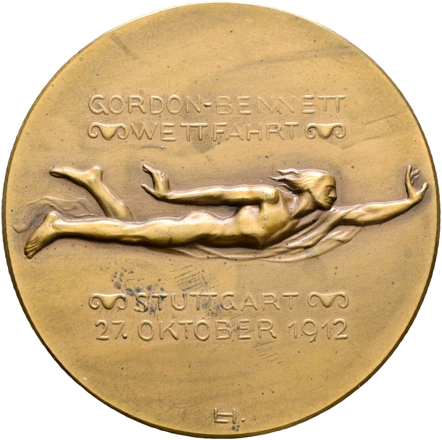 Einseitige Bronzemedaille 1912, Stuttgart, Stadt