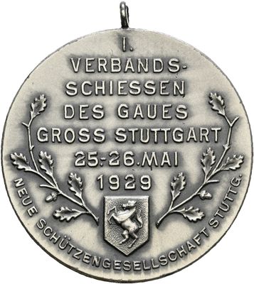 ​Tragbare Silbermedaille 1929, Stuttgart, Stadt