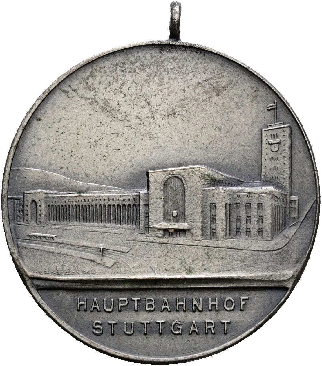 ​Tragbare, versilberte Bronzemedaille o.J. (1935), Stuttgart, Stadt