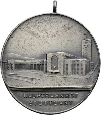​Tragbare, versilberte Bronzemedaille o.J. (1935), Stuttgart, Stadt