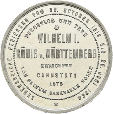Zinnmedaille 1875, ​Wilhelm I., Württemberg