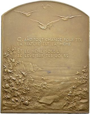 Rechteckige, bronzene Jugendstilplakette o.J., Frankreich-3. Republik