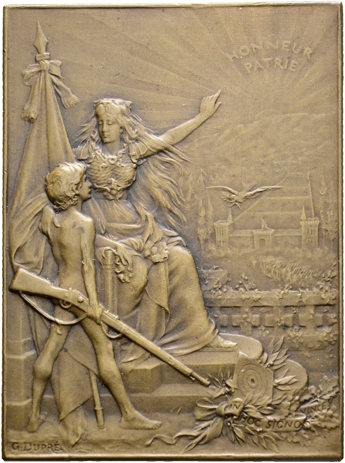 Rechteckige Bronzeplakette o.J., Frankreich-3. Republik