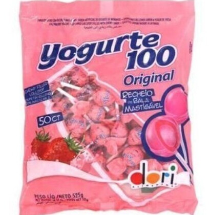 Pirulito Yogurte Morango Recheado Dori C/50 525G