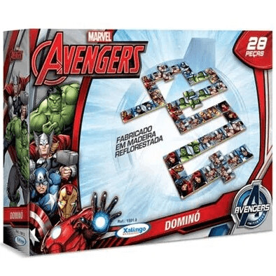 Jogo Dominó Avengers Assemble 28 Peças Madeira - Xalingo em