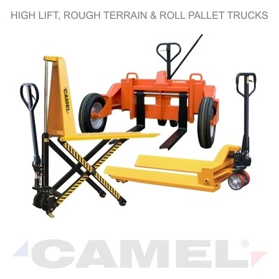 High Lift, Rough Terrain and Roll Pallet Trucks