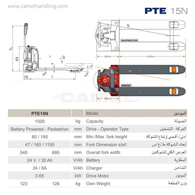 العربة البالتة البطارية الكاملة (ليثيوم), إقتصاديةPTE15N "EDGE"