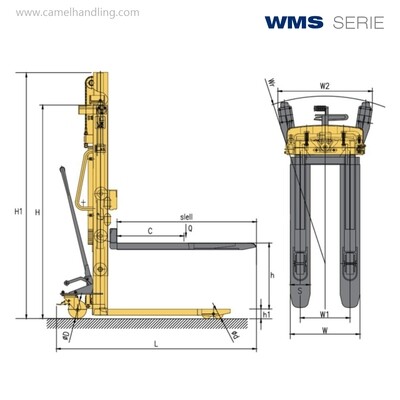 ونش شوكة يدوي 1.5طن/1.6مترHand Pallet Stacker 1.5 T/1.6m WMS1516