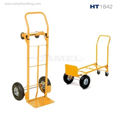تروللي HT1842 متحول رأسي/أفقي للكراتين والصناديق – حمولة 200 كجم | Vertical Convertible Hand Truck