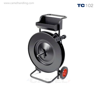 تروللي بكرة الشنابر T102 – موزع شنابر معدنية وبلاستيكية | Strapping Dispenser Cart