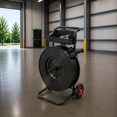 تروللي بكرة الشنابر T102 – موزع شنابر معدنية وبلاستيكية | Strapping Dispenser Cart