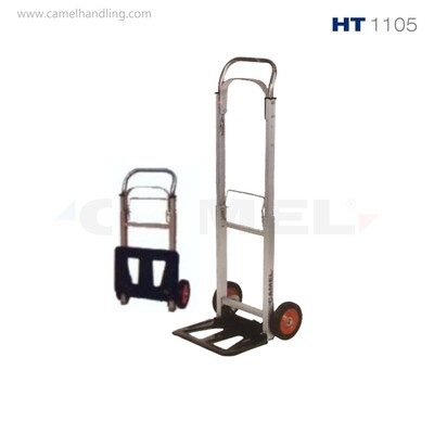تروللي ألومنيوم HT1105 بيد تلسكوبية ولسان قابل للطي – حمولة 75 كجم | Aluminum Foldable Cart