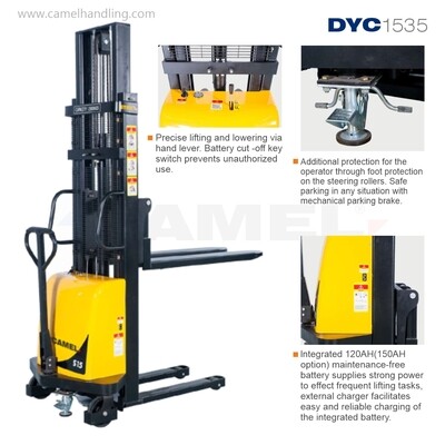 ونش شوكة نصف بطارية 1.5طن/3.5مترSemi-Elec Pallet Stacker 1.5 T/3.5m DYC1535
