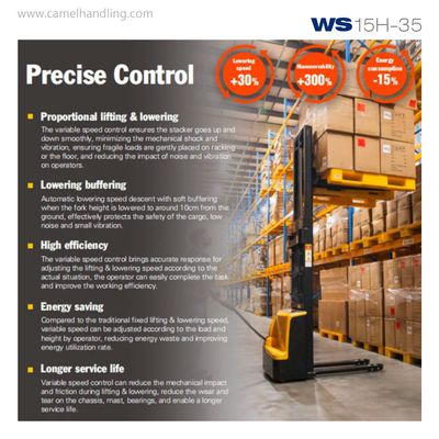 WS15H-35 ونش شوكة بطارية كاملة  Economic Full Powered Stacker