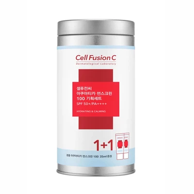 CELL FUSION C Aquatica Sunscreen 100 SPF50+ / PA ++++ Wyciszający i nawilżający krem z fotoprotekcją 2x35 ml