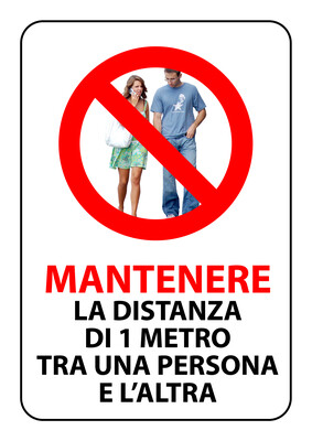 CARTELLO &quot;MANTENERE LA DISTANZA...&quot;