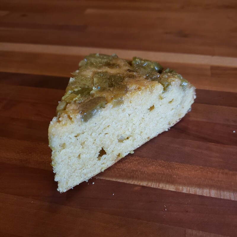 Slice of Fermented Rhubarb Upside-down Cake