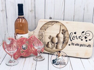 Love the Wine You’re With Cutting/Charcuterie Board & Wine Caddy