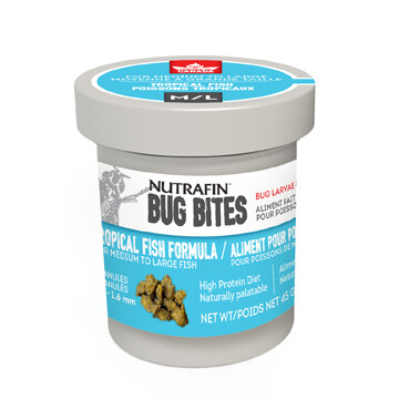 NUTRAFIN BUG BITES TROPICAL FISH FORMULA MED/LG 45G.