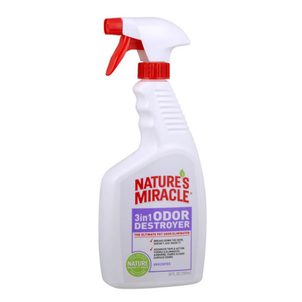 NATURES MIRACLE 3 IN 1 ODOR DESTROYER UNSCENTED 24OZ.
