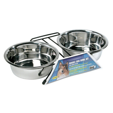 DOGIT SS DOUBLE BOWL LG 2 X 1.5L.