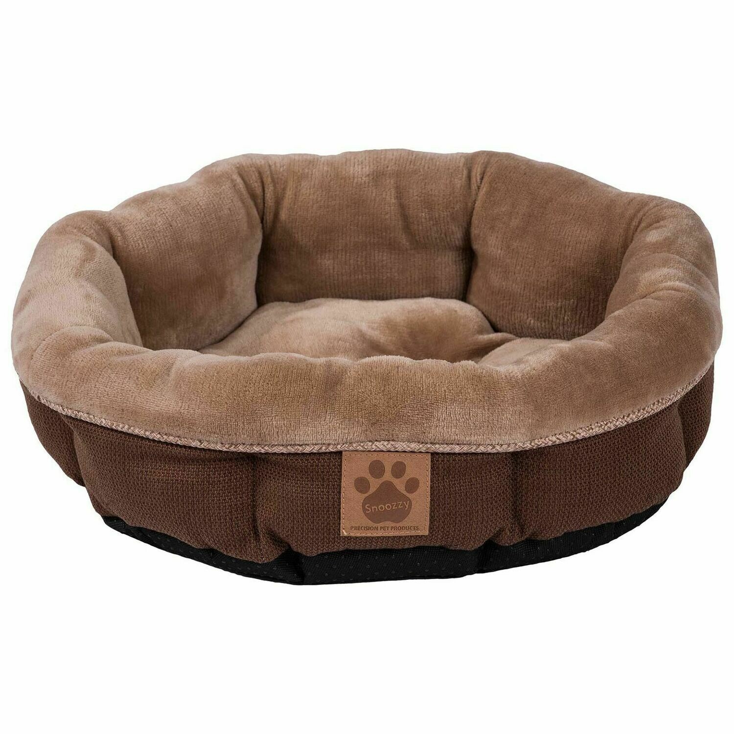 SNOOZZY RUSTIC ELEGANCE ROUND SHEARLING BED BROWN 17X4.5IN.