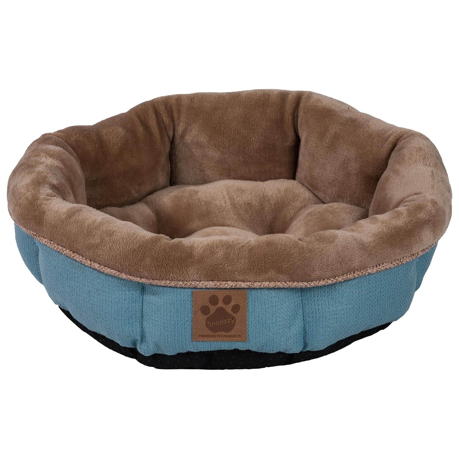 SNOOZZY RUSTIC ELEGANCE ROUND SHEARLING BED TEAL 17X4.5IN.