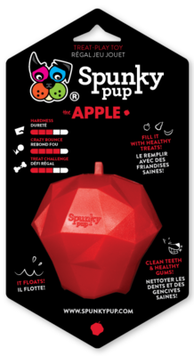 SPUNKY PUP TREAT HOLDING APPLE TOY.