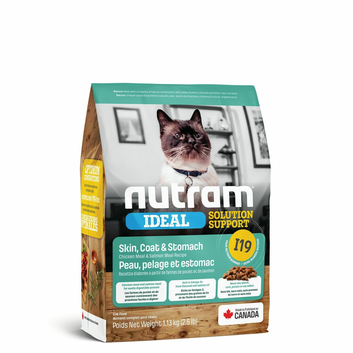 NUTRAM CAT I19 SKIN/COAT/STOMACH 1.13KG.