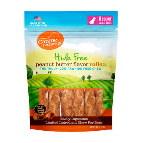 CANINE NATURALS HIDE-FREE P BUTTER ROLLS SM 2.5IN 6PK