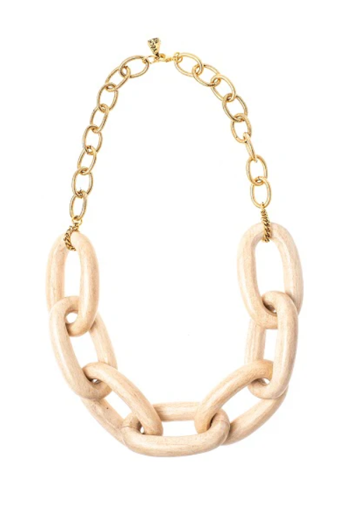 Chunky Wood Link Necklace Short