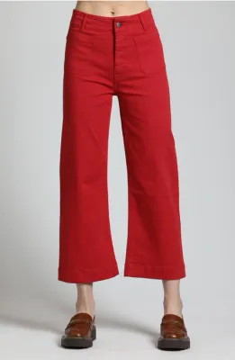 Red Patch Pocket Cropped Pant