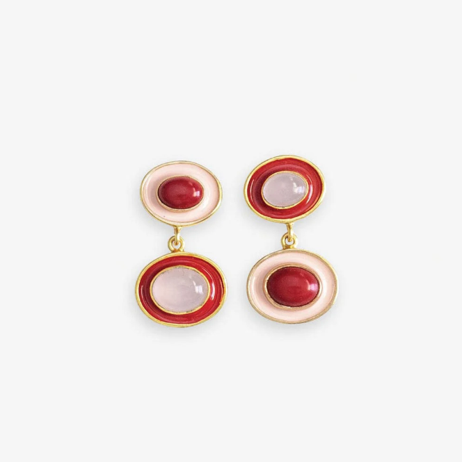 Betty Precious Stone and Enamel Earrings