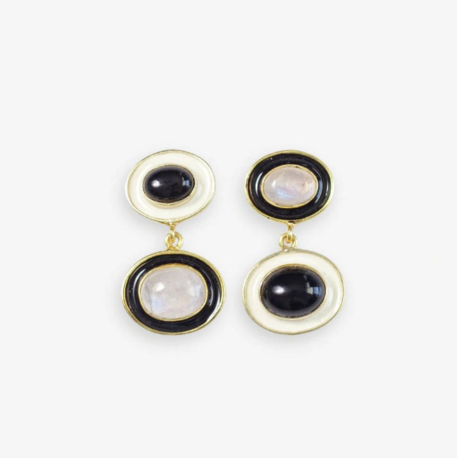 Betty Precious Stone and Enamel Earrings