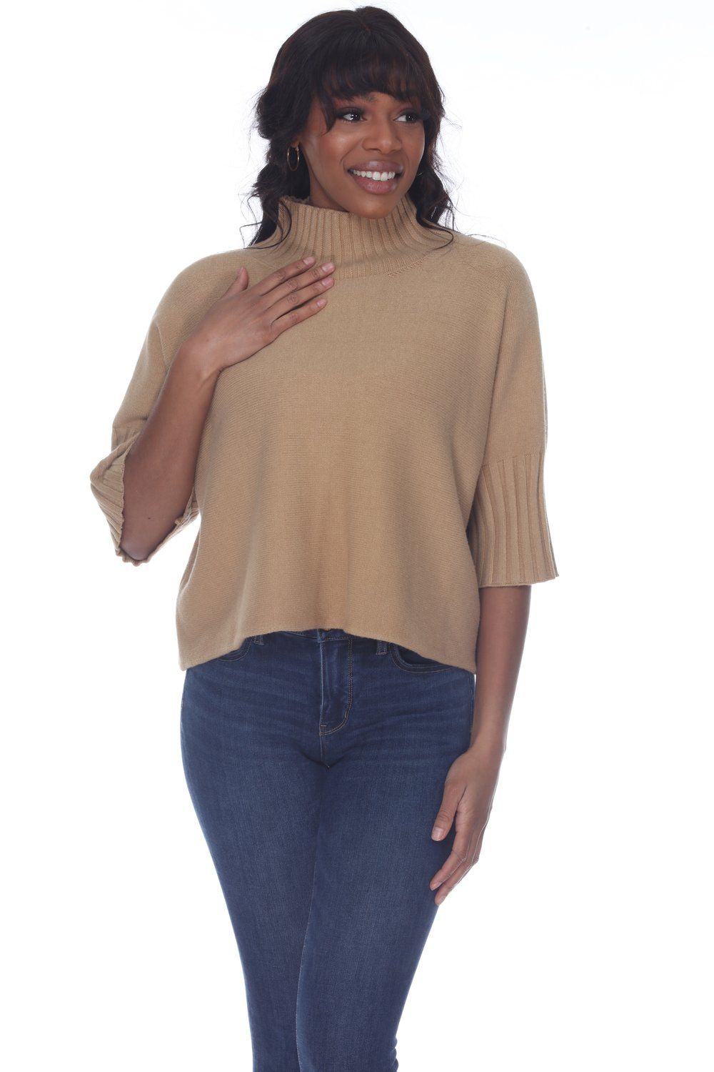 Mock Neck Sweater - Camel