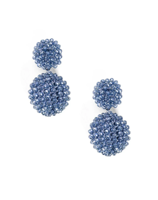 Crystal Drop Earring-Navy