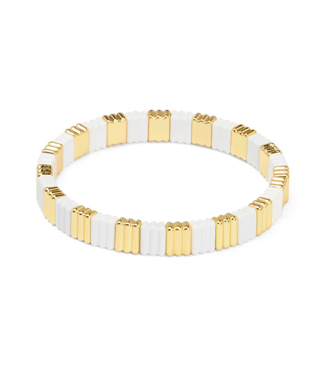 Ribbed Stretch Bracelet-White