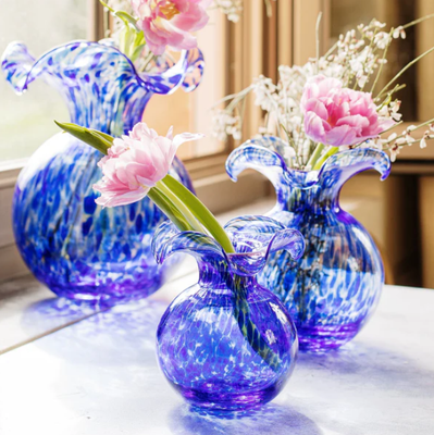 Vietri Hibiscus Bud Vase Cobalt Tortoiseshell