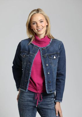 Collarless Jean Jacket