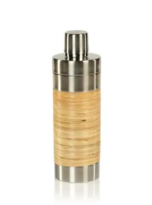 Rattan and Steel Cocktail Shaker