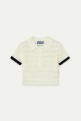 Polo Knit Top Cream