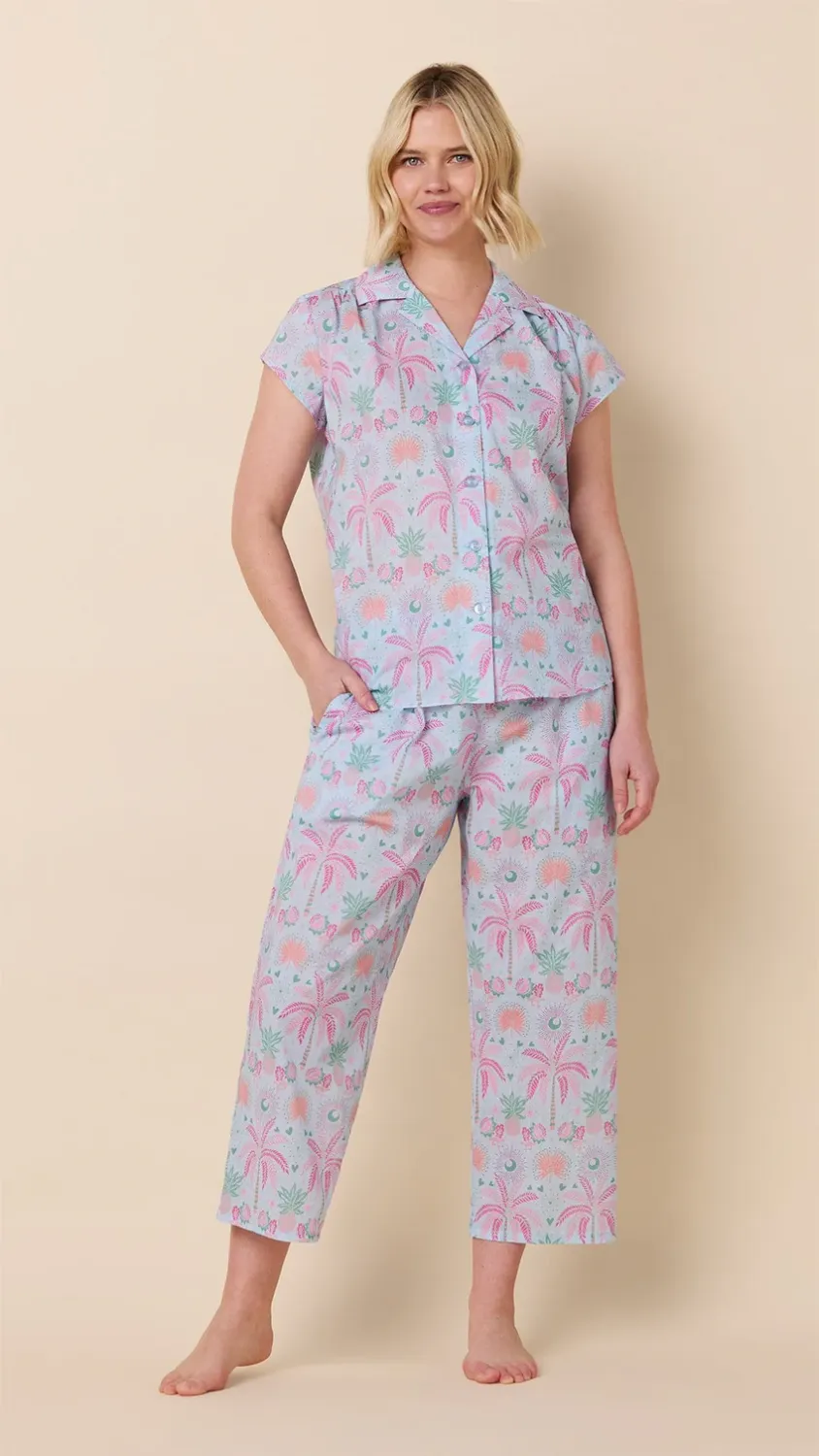 Pink Palms Voile Capri PJs