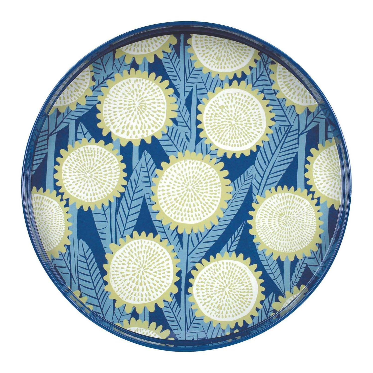 Blue Poppy 14.5" Round Lacquer Tray Blue Poppy 14.5" Round Lacquer Tray