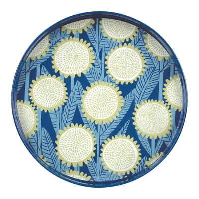 Blue Poppy 14.5" Round Lacquer Tray Blue Poppy 14.5" Round Lacquer Tray